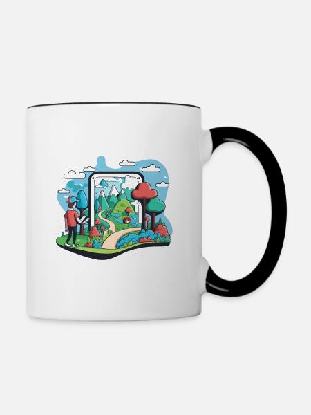 Augmented-Reality-Erkundung - Tasse zweifarbig - Weiß/Schwarz