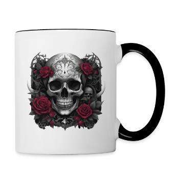 Gothic Totenkopf - Tasse zweifarbig - Weiß/Schwarz - Rechts