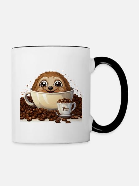 Der Coffee Hugger - Tasse zweifarbig - Weiß/Schwarz