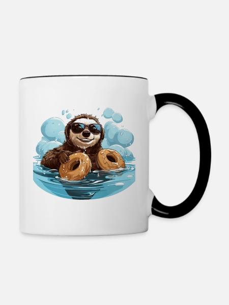Der Koffeinschwimmer - Tasse zweifarbig - Weiß/Schwarz