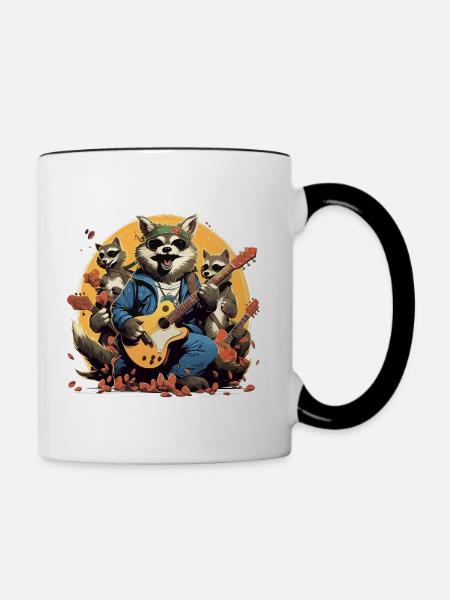 Der Caffeine Rocke - Tasse zweifarbig - Weiß/Schwarz