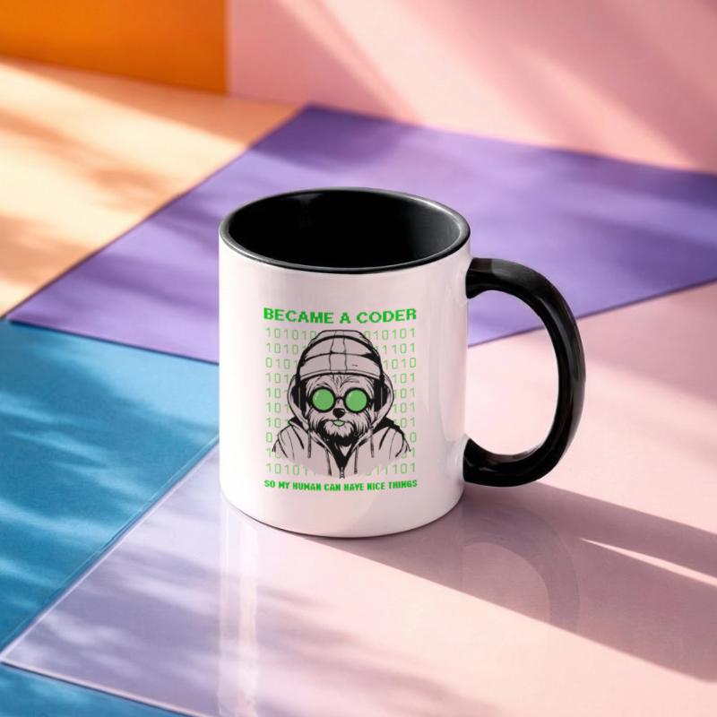 Became a Coder – Hacker Dog Binary Look Tasse zweifarbig