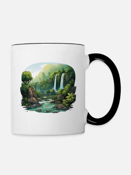 Verzaubernde Kaskaden - Tasse zweifarbig - Weiß/Schwarz