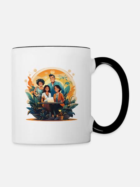 Ganzheitlicher Arbeitsplatz - Tasse zweifarbig - Weiß/Schwarz