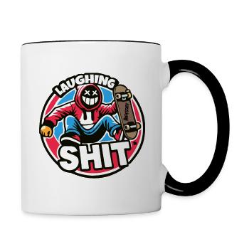 Laughing Shit Sprayer Graffiti Skate - raffstaff ® - Tasse zweifarbig - Weiß/Schwarz - Rechts