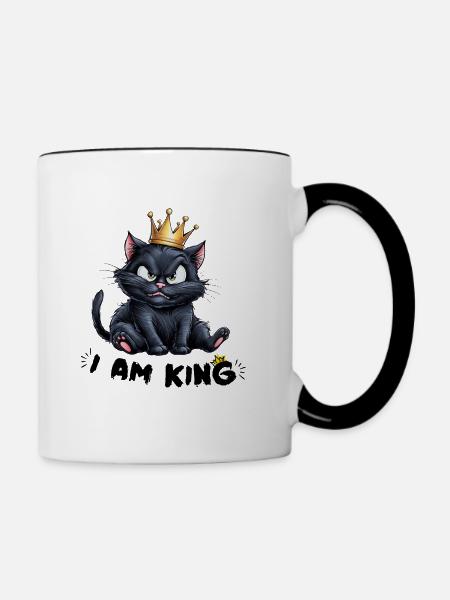 Royal Cat with a Menacing Face - Contrasting Mug - white/black