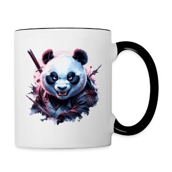 Panda ninja maléfique - Mug contrasté - blanc/noir - Droite