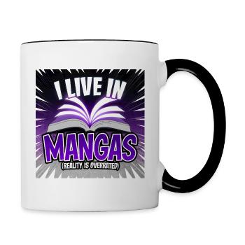 I Live in Mangas Reality is Overrated Otaku Manga - Tasse zweifarbig - Weiß/Schwarz - Rechts