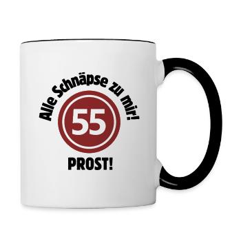 55th birthday – All schnapps to me! Schnapps number - Contrasting Mug - white/black - Right