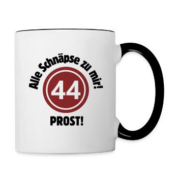 44th birthday – All schnapps to me! Schnapps number - Contrasting Mug - white/black - Right