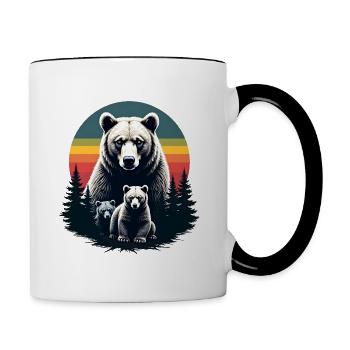 Mom Bear Bears Family Gift Mother's Day Women - Contrasting Mug - white/black - Right