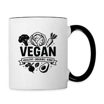 Chemise végétalienne – Saine, biologique et compatissante - Mug contrasté - blanc/noir - Droite