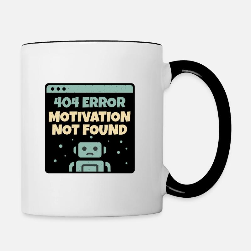 "404 Error Motivation Not found" - Tasse zweifarbig - Weiß/Schwarz