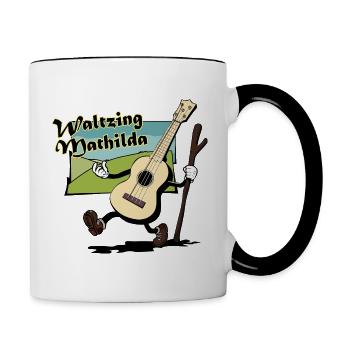 Waltzing Uke Mathilda - Tasse zweifarbig - Weiß/Schwarz - Rechts