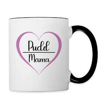 Pudel Mama Herz - Tasse zweifarbig - Weiß/Schwarz - Rechts