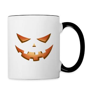 Pumpkin Face for Halloween - Contrasting Mug - white/black - Right