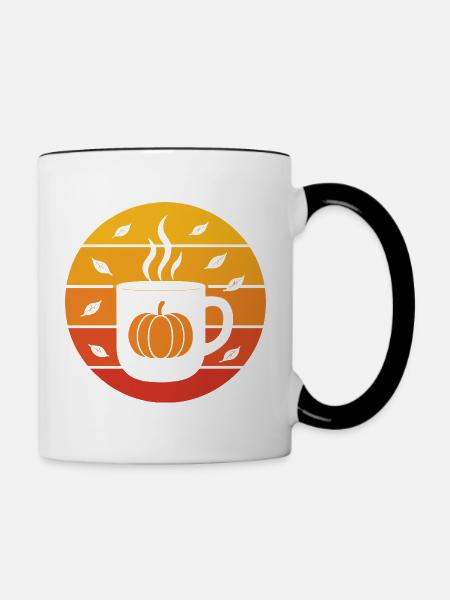 Retro Herbstsaison Kürbisgewürz - Tasse zweifarbig - Weiß/Schwarz