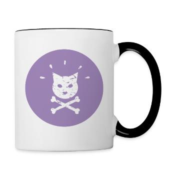 Jolly Roger Punk Katze in  Lila Kreis - Tasse zweifarbig - Weiß/Schwarz - Rechts