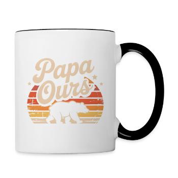 Papa Ours Retro Soleil - Mug contrasté - blanc/noir - Droite