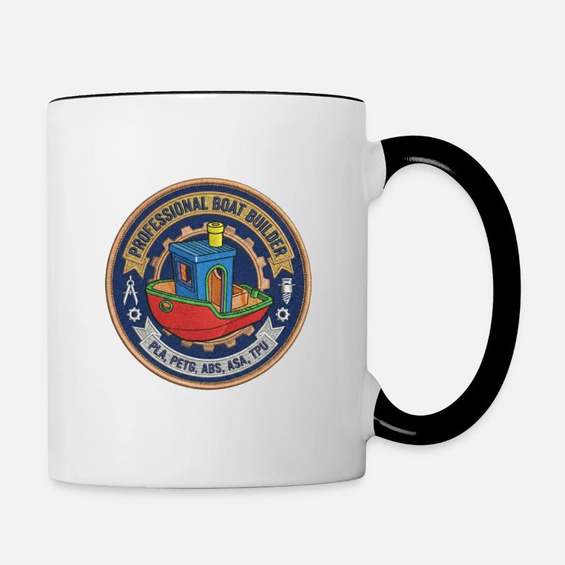 Constructeur professionnel de bateaux Benchy Patch - Mug contrasté - blanc/noir