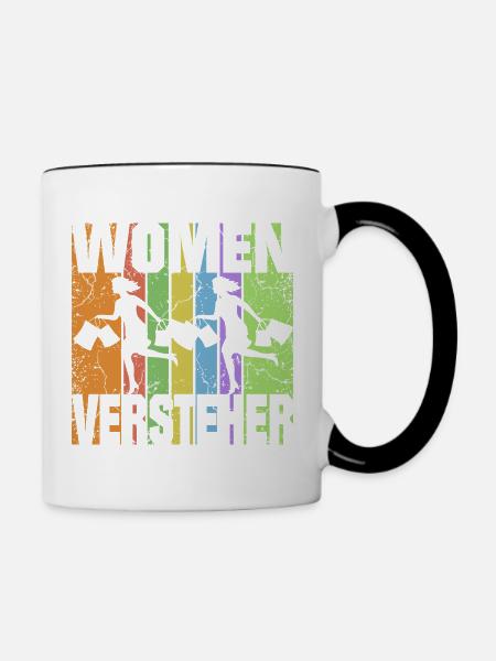 Frau im Kaufrausch - Tasse zweifarbig - Weiß/Schwarz