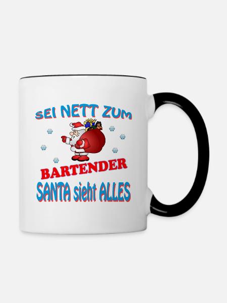 SANTA BARTENDER - Tasse zweifarbig - Weiß/Schwarz
