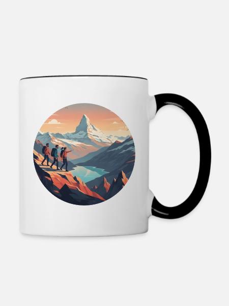 Wandern - Tasse zweifarbig - Weiß/Schwarz