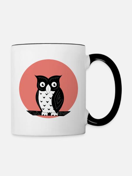 Nachteule - Tasse zweifarbig - Weiß/Schwarz