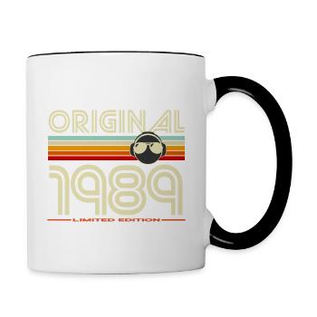 Originaler Retro-Helm von 1989 - Tasse zweifarbig - Weiß/Schwarz - Rechts