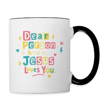 Jesus liebt dich positive Botschaft - Tasse zweifarbig - Weiß/Schwarz - Rechts