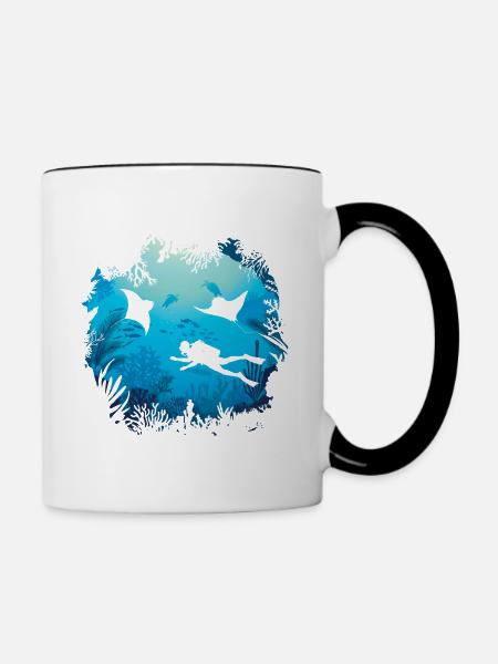 Ozeantauchen - Tasse zweifarbig - Weiß/Schwarz
