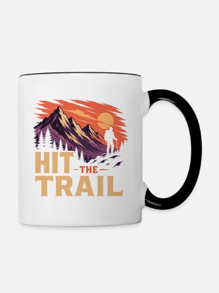 Auf den Trail – Outdoor-Abenteuer - Tasse zweifarbig - Weiß/Schwarz