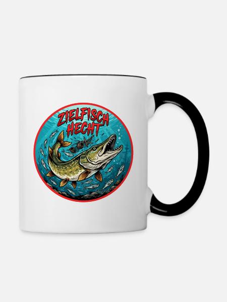 Zielfisch Hecht - Tasse zweifarbig - Weiß/Schwarz