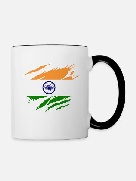 Indische Indische Flagge Indisch - Tasse zweifarbig - Weiß/Schwarz