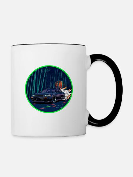 Neon Bamboo Forest Abgas-Overdrive - Tasse zweifarbig - Weiß/Schwarz