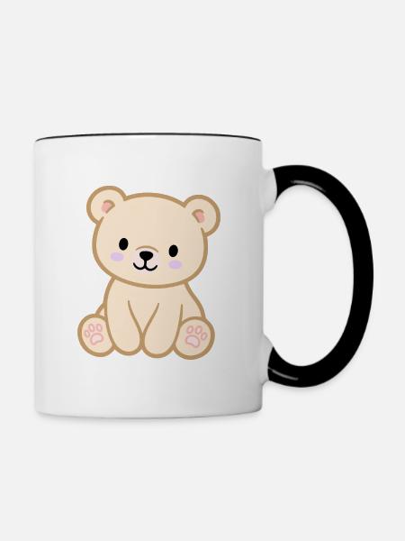Bunter Teddybär für Kinder - Tasse zweifarbig - Weiß/Schwarz