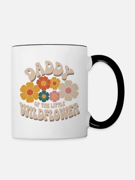 Papa der kleinen Wildblume - Tasse zweifarbig - Weiß/Schwarz
