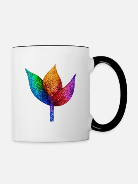 Regenbogengeometrisches Blatt - Tasse zweifarbig - Weiß/Schwarz