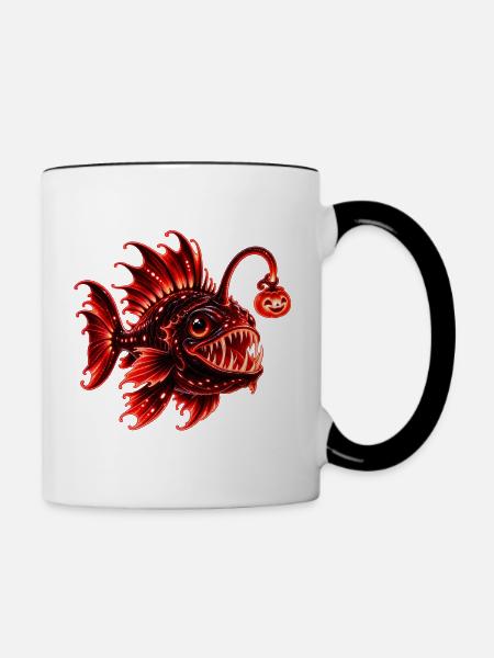 Roter biolumineszenter Laternenfisch - Tasse zweifarbig - Weiß/Schwarz