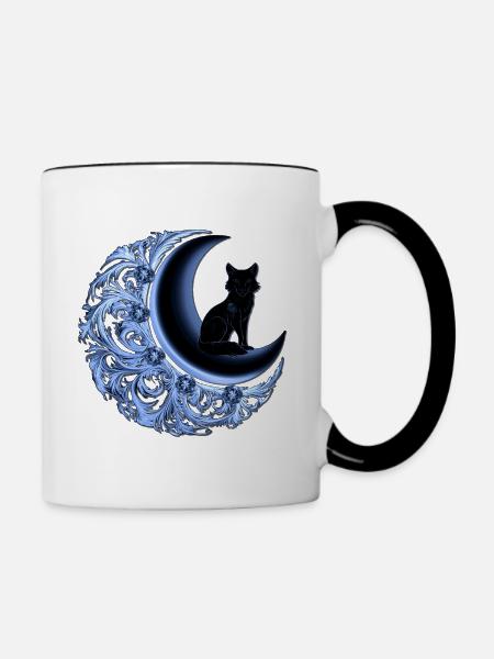 Celestial Fuchs Mond Magisch Mystic T Shirt - Tasse zweifarbig - Weiß/Schwarz
