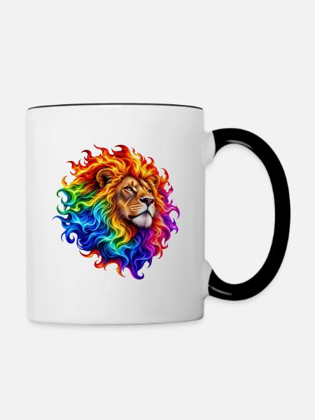 Feuerregenbogenlöwe - Tasse zweifarbig - Weiß/Schwarz