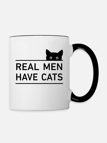 real men have cats - Tasse zweifarbig - Weiß/Schwarz