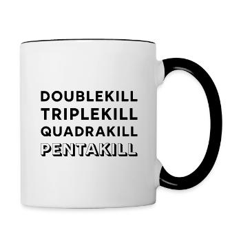 Double Triple Quadra Pentakill Gaming Skill League - Tasse zweifarbig - Weiß/Schwarz - Rechts