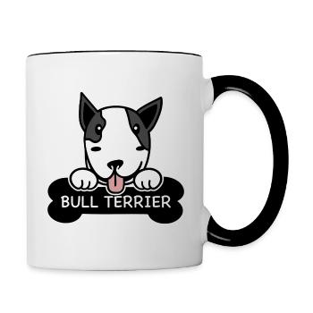 Bull Terrier et os - Mug contrasté - blanc/noir - Droite