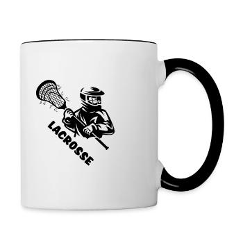 lacrosse lax lacrosse racket lacrosse player - Contrasting Mug - white/black - Right