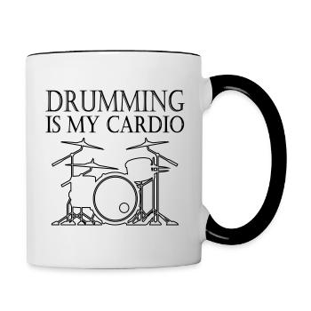 Drumming is my Cardio - Tasse zweifarbig - Weiß/Schwarz - Rechts