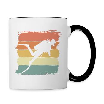 Tauchen vintage retro Tauchsport - Tasse zweifarbig - Weiß/Schwarz - Rechts