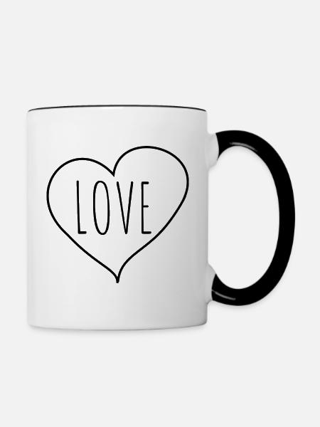 Liebesherz - Tasse zweifarbig - Weiß/Schwarz
