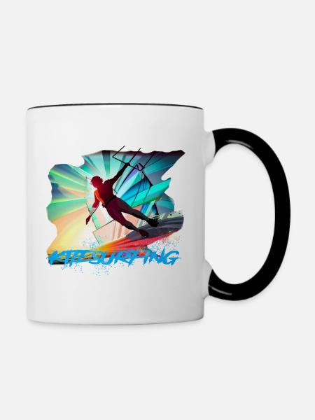 Kitesurfing - Tasse zweifarbig - Weiß/Schwarz