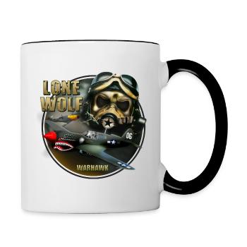 P40 Warhawk Einsamer Wolf - Tasse zweifarbig - Weiß/Schwarz - Rechts